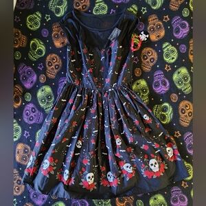NWT Hell Bunny Bats, Roses, Skulls Dress